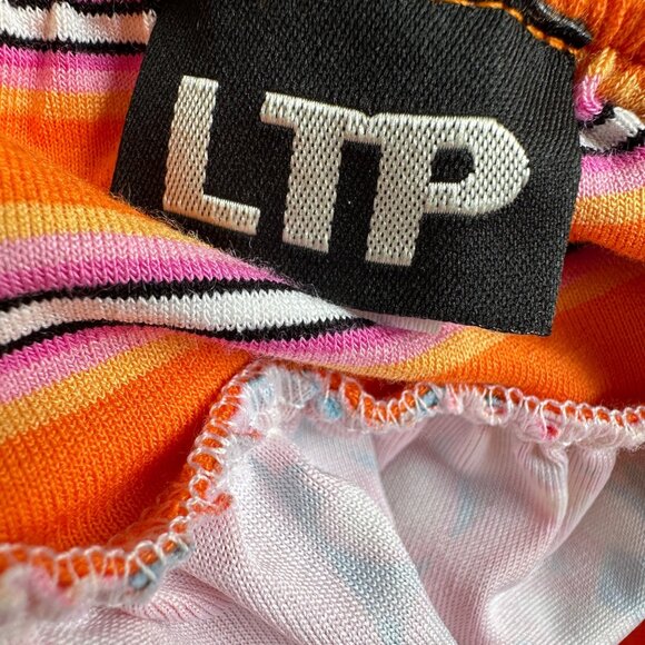 LTP Colorful Floral Stripe Strap Maxi Dress Stretchy Beachy Pool, Size 12 - Picture 9 of 10